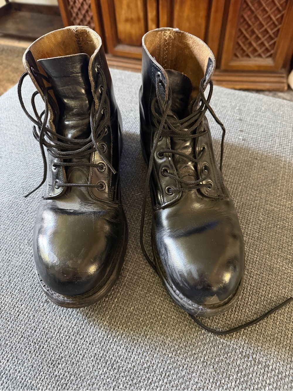 Men's Black Leather Steel-toe Work Boots
